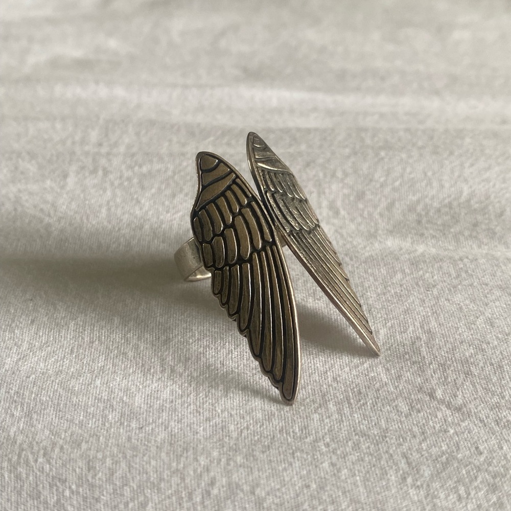 925 silver angel wings ring